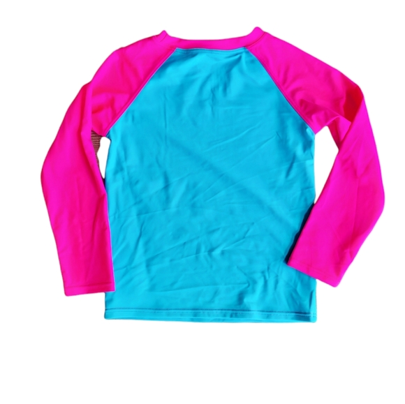SOVEREIGN CODE Pink Teal Pool Shark Rashguard Size 4 - Picture 5 of 5
